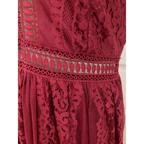 NWT Blencot  Maxi Dress Red Maroon‎ Lace Sz Small boho prairie cottagecore - Picture 9 of 14